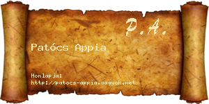 Patócs Appia névjegykártya